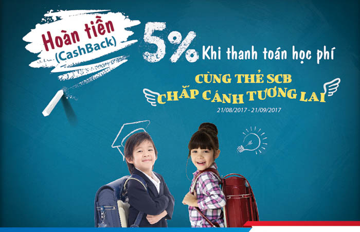 Thẻ SCB hoàn tiền 5% khi thanh toán học phí